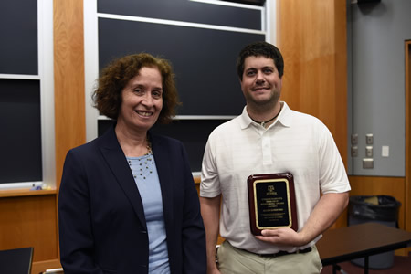 Allen Lunsford presented with Undergraduate Research Mentoring Award.